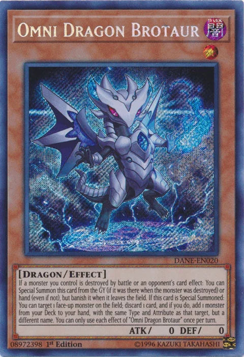 1st Edition, Dark, Dark Neostorm, Dragon, Effect Monster, Secret Rare, Unlimited Omni Dragon Brotaur [DANE-EN020] Secret Rare - Trading Card World