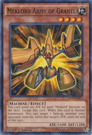 1st Edition, Battle Pack 3: Monster League, Earth, Effect Monster, Machine, Shatterfoil Rare Meklord Army of Granel [BP03-EN083] Shatterfoil Rare - Trading Card World