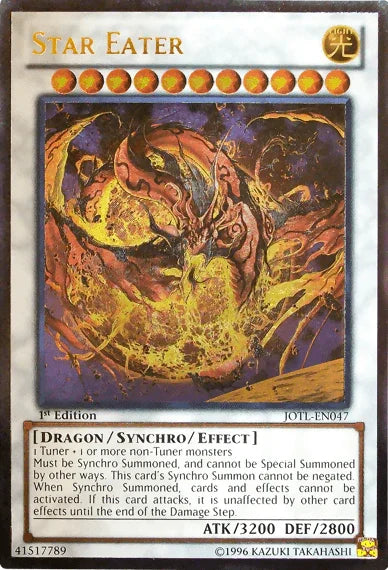 1st Edition, Dragon, Judgment of the Light, Light, Synchro/Effect Monster, Ultimate Rare, Unlimited Star Eater (UTR) [JOTL-EN047] Ultimate Rare - Trading Card World
