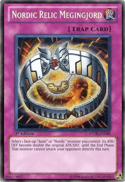 1st Edition, Normal Trap, Secret Rare, Storm of Ragnarok, Trap, Unlimited Nordic Relic Megingjord [STOR-EN088] Secret Rare - Trading Card World