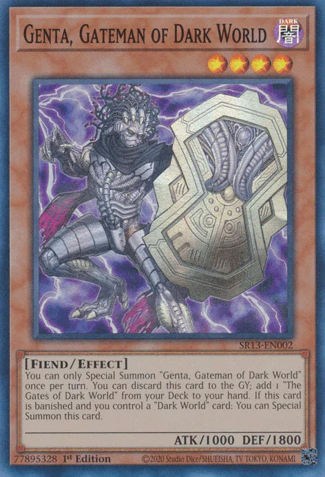 1st Edition, Dark, Effect Monster, Fiend, Structure Deck: Dark World, Super Rare Genta, Gateman of Dark World [SR13-EN002] Super Rare - Trading Card World
