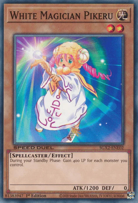 1st Edition, Common, Effect Monster, Light, Speed Duel GX: Midterm Paradox, Spellcaster White Magician Pikeru [SGX2-ENE02] Common - Trading Card World