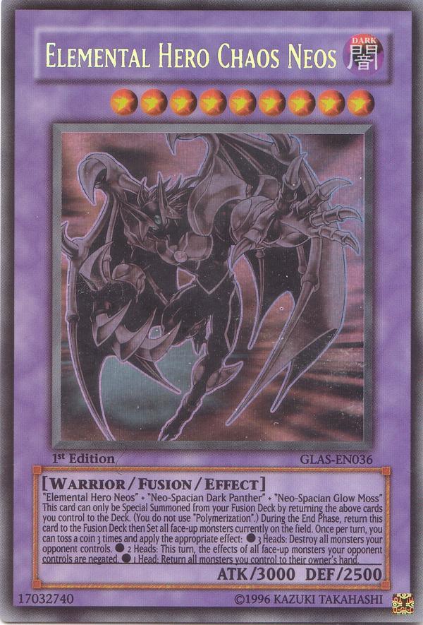 1st Edition, Dark, Fusion/Effect Monster, Ghost Rare, Gladiator's Assault, Unlimited, Warrior Elemental Hero Chaos Neos [GLAS-EN036] Ghost Rare - Trading Card World