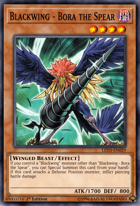 1st Edition, Common, Dark, Effect Monster, Legendary Duelists: White Dragon Abyss, Winged Beast Blackwing - Bora the Spear [LED3-EN029] Common - Trading Card World