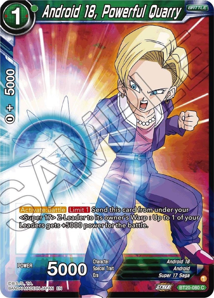 Android, Android 18, Battle, BT20-080, Common, Green, Normal, Parallel Foil, Power Absorbed, Super 17 Saga Android 18, Powerful Quarry (BT20-080) [Power Absorbed] - Trading Card World
