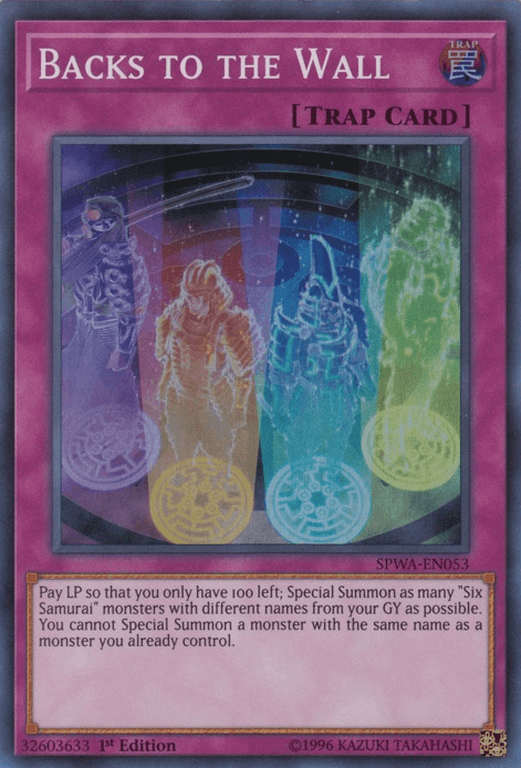 1st Edition, Normal Trap, Spirit Warriors, Super Rare, Trap Backs to the Wall [SPWA-EN053] Super Rare - Trading Card World