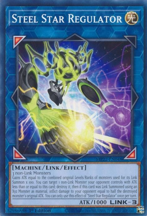 1st Edition, 2022 Tin of the Pharaoh's Gods, Common, Light, Link/Effect Monster, Machine Steel Star Regulator [MP22-EN048] Common - Trading Card World