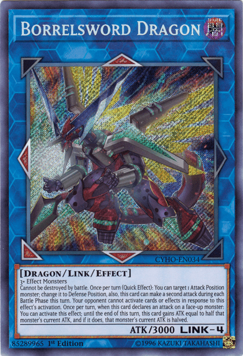1st Edition, Cybernetic Horizon, Dark, Dragon, Link/Effect Monster, Secret Rare, Unlimited Borrelsword Dragon [CYHO-EN034] Secret Rare - Trading Card World