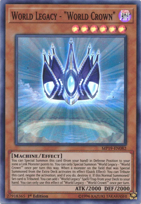 1st Edition, 2019 Gold Sarcophagus Tin Mega Pack, Dark, Effect Monster, Machine, Super Rare, Unlimited World Legacy - "World Crown" [MP19-EN082] Super Rare - Trading Card World