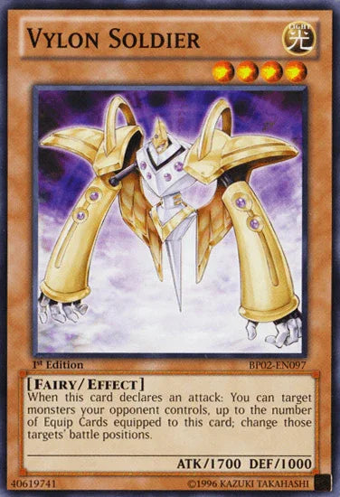 1st Edition, Battle Pack 2: War of the Giants, Common, Effect Monster, Fairy, Light, Unlimited Vylon Soldier [BP02-EN097] Common - Trading Card World