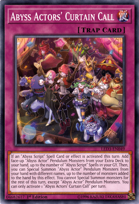 1st Edition, Common, Legendary Duelists: White Dragon Abyss, Normal Trap, Trap Abyss Actors' Curtain Call [LED3-EN049] Common - Trading Card World