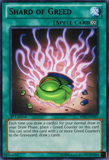 1st Edition, Battle Pack 2: War of the Giants, Continuous Spell, Mosaic Rare, Spell, Unlimited Shard of Greed [BP02-EN165] Mosaic Rare - Trading Card World