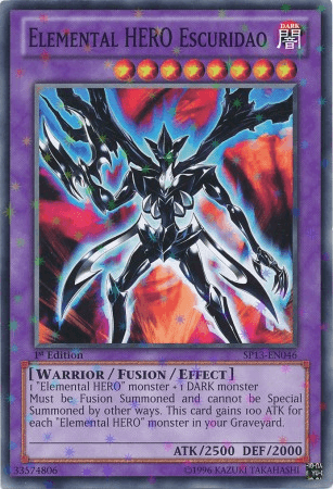 1st Edition, Dark, Fusion/Effect Monster, Star Pack 2013, Starfoil Rare, Unlimited, Warrior Elemental Hero Escuridao [SP13-EN046] Starfoil Rare - Trading Card World