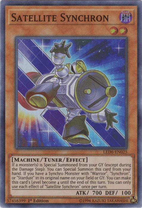 1st Edition, Dark, Legendary Duelists: Magical Hero, Machine, Super Rare, Tuner/Effect Monster, Unlimited Satellite Synchron [LED6-EN025] Super Rare - Trading Card World
