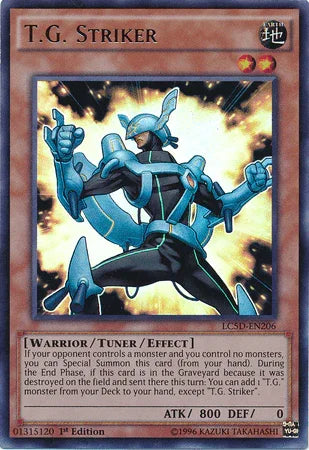 1st Edition, Earth, Legendary Collection 5D's, Tuner/Effect Monster, Ultra Rare, Warrior T.G. Striker [LC5D-EN206] Ultra Rare - Trading Card World