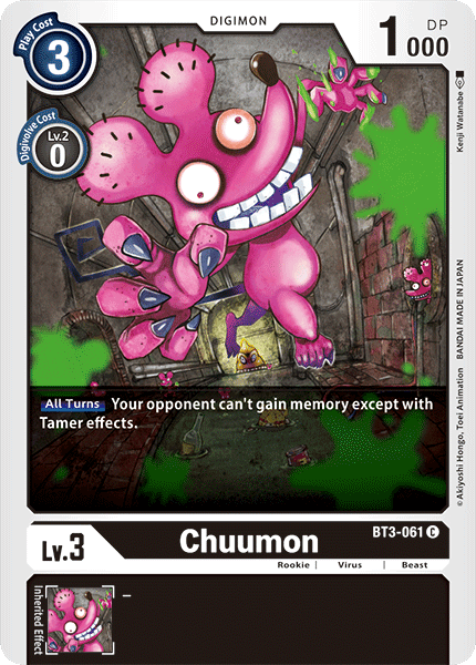 Beast, Black, BT3-061, Common, Digimon, Release Special Booster Ver.1.0, Rookie, Virus Chuumon [BT3-061] [Release Special Booster Ver.1.0] - Trading Card World
