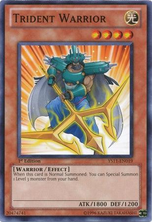 1st Edition, Common, Effect Monster, Light, Starter Deck: Dawn of the Xyz, Warrior Trident Warrior [YS11-EN019] Common - Trading Card World