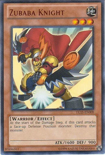Duelist League Promo, Earth, Effect Monster, Rare, Unlimited, Warrior Zubaba Knight (Red) [DL15-EN008] Rare - Trading Card World