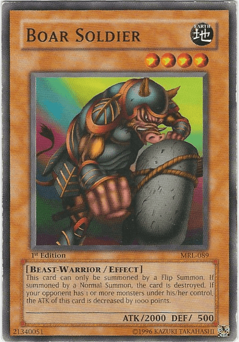 1st Edition, Beast-Warrior, Common, Earth, Effect Monster, Magic Ruler, Unlimited Boar Soldier [MRL-089] Common - Trading Card World