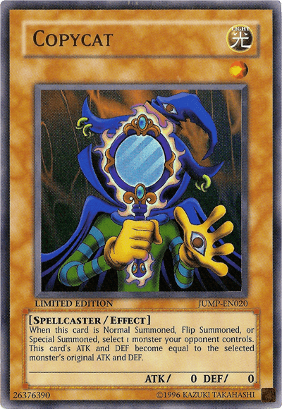 Effect Monster, Light, Limited, Shonen Jump Magazine Promos, Spellcaster, Ultra Rare Copycat [JUMP-EN020] Ultra Rare - Trading Card World