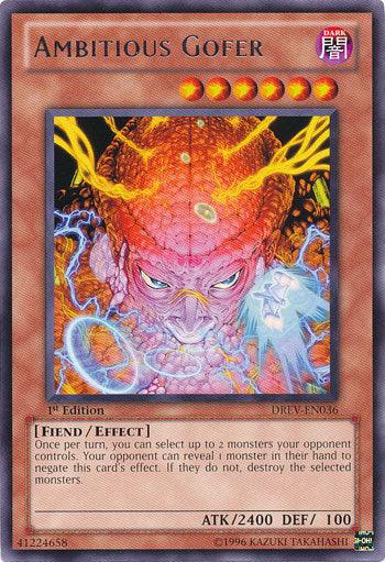 1st Edition, Dark, Duelist Revolution, Effect Monster, Fiend, Rare, Unlimited Ambitious Gofer [DREV-EN036] Rare - Trading Card World