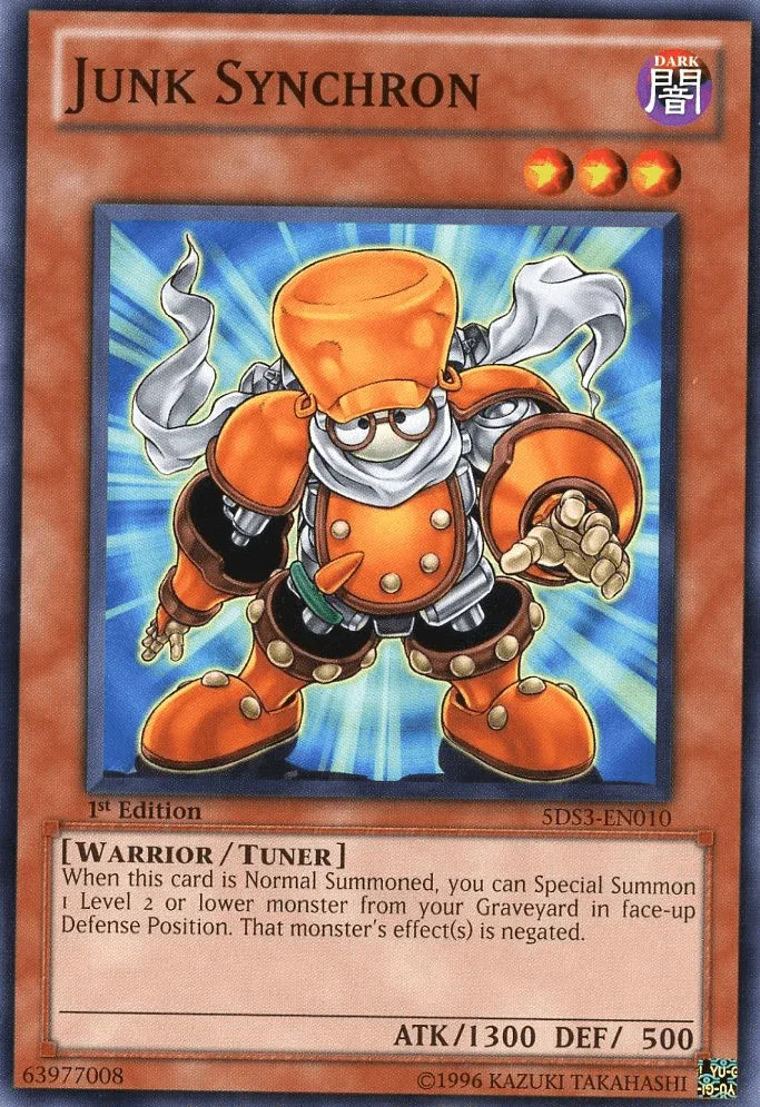 1st Edition, Common, Dark, Starter Deck: Duelist Toolbox, Tuner/Effect Monster, Warrior Junk Synchron [5DS3-EN010] Common - Trading Card World