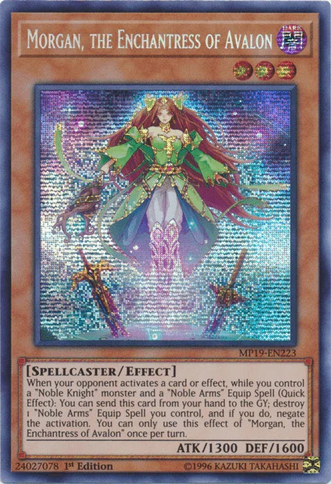 1st Edition, 2019 Gold Sarcophagus Tin Mega Pack, Dark, Effect Monster, Prismatic Secret Rare, Spellcaster, Unlimited Morgan, the Enchantress of Avalon [MP19-EN223] Prismatic Secret Rare - Trading Card World