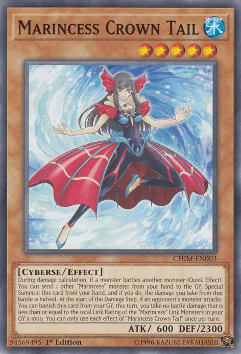 1st Edition, Chaos Impact, Common, Cyberse, Effect Monster, Unlimited, Water Marincess Crown Tail [CHIM-EN003] Common - Trading Card World