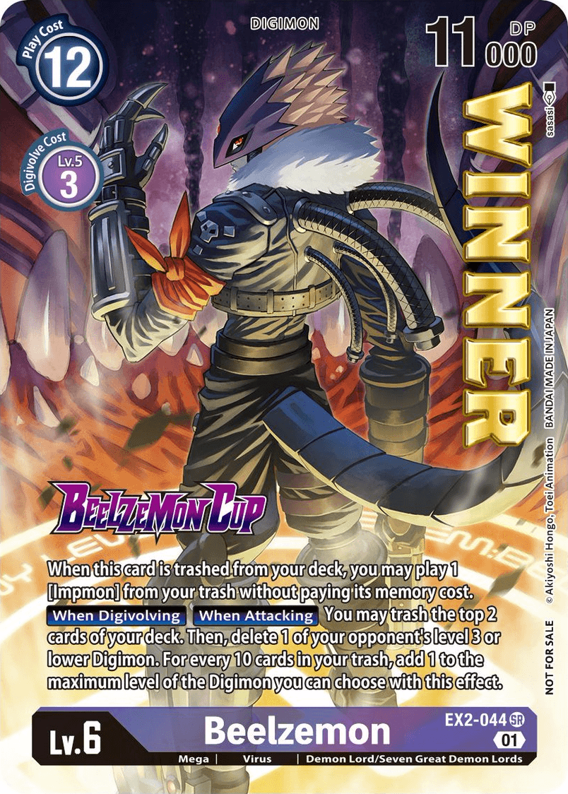 Demon Lord/Seven Great Demon Lords, Digimon, EX2-044, Mega, Purple, Starter Deck: Beelzemon Advanced Deck Set Promos, Super Rare, Virus Beelzemon [EX2-044] (Beelzemon Cup Winner) [Starter Deck: Beelzemon Advanced Deck Set Promos] - Trading Card World