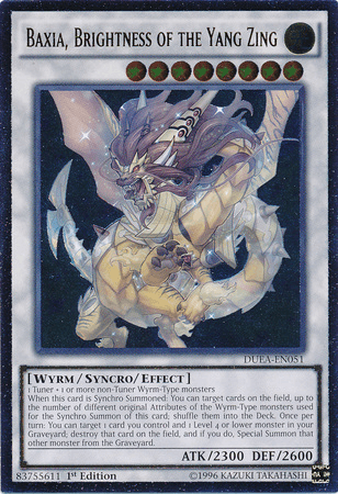 1st Edition, Duelist Alliance, Light, Synchro/Effect Monster, Ultimate Rare, Unlimited, Wyrm Baxia, Brightness of the Yang Zing (UTR) [DUEA-EN051] Ultimate Rare - Trading Card World