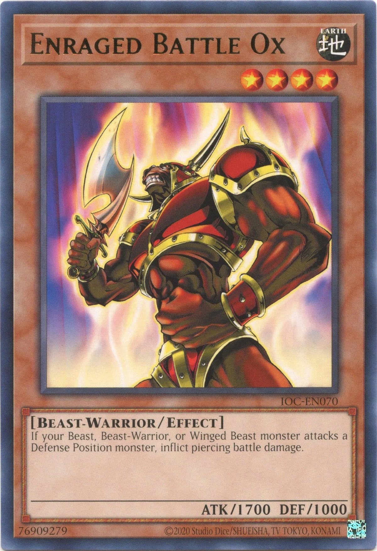 Beast-Warrior, Earth, Effect Monster, Invasion of Chaos (25th Anniversary Edition), Rare, Unlimited Enraged Battle Ox (25th Anniversary) [IOC-EN070] Rare - Trading Card World