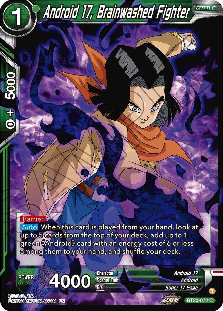 Android, Android 17, Battle, BT20-072, Common, Green, Normal, Parallel Foil, Power Absorbed, Super 17 Saga Android 17, Brainwashed Fighter (BT20-072) [Power Absorbed] - Trading Card World