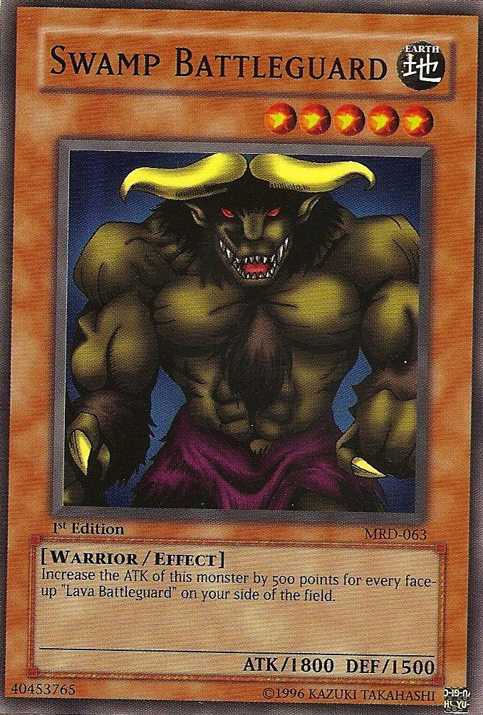1st Edition, Common, Earth, Effect Monster, Metal Raiders, Unlimited, Warrior Swamp Battleguard [MRD-063] Common - Trading Card World