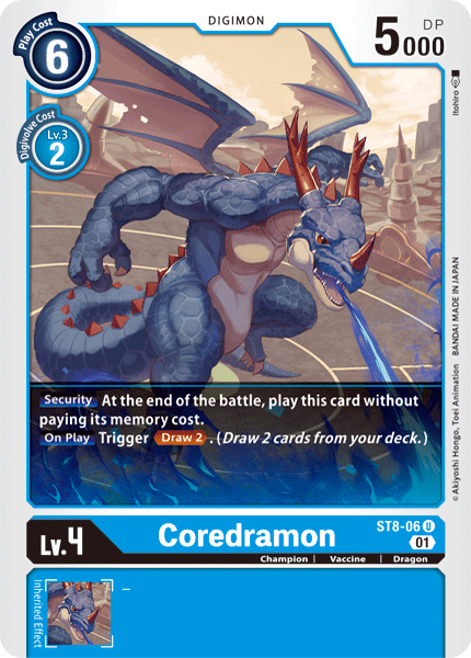Blue, Champion, Digimon, Dragon, ST8-06, Starter Deck: Ulforce Veedramon, Uncommon, Vaccine Coredramon [ST8-06] [Starter Deck: Ulforce Veedramon] - Trading Card World
