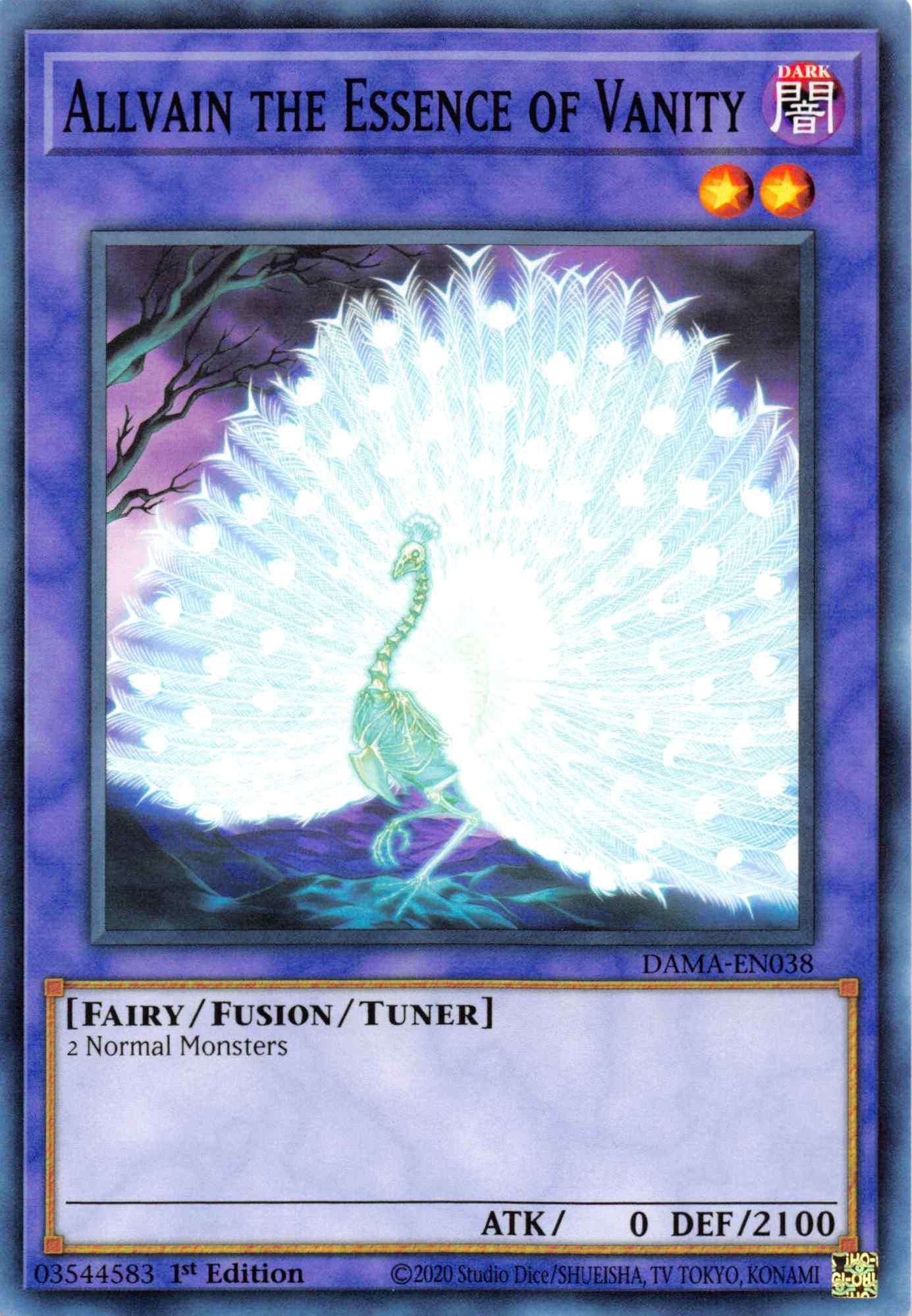 1st Edition, Common, Dark, Dawn of Majesty, Fairy, Fusion/Tuner Allvain the Essence of Vanity [DAMA-EN038] Common - Trading Card World