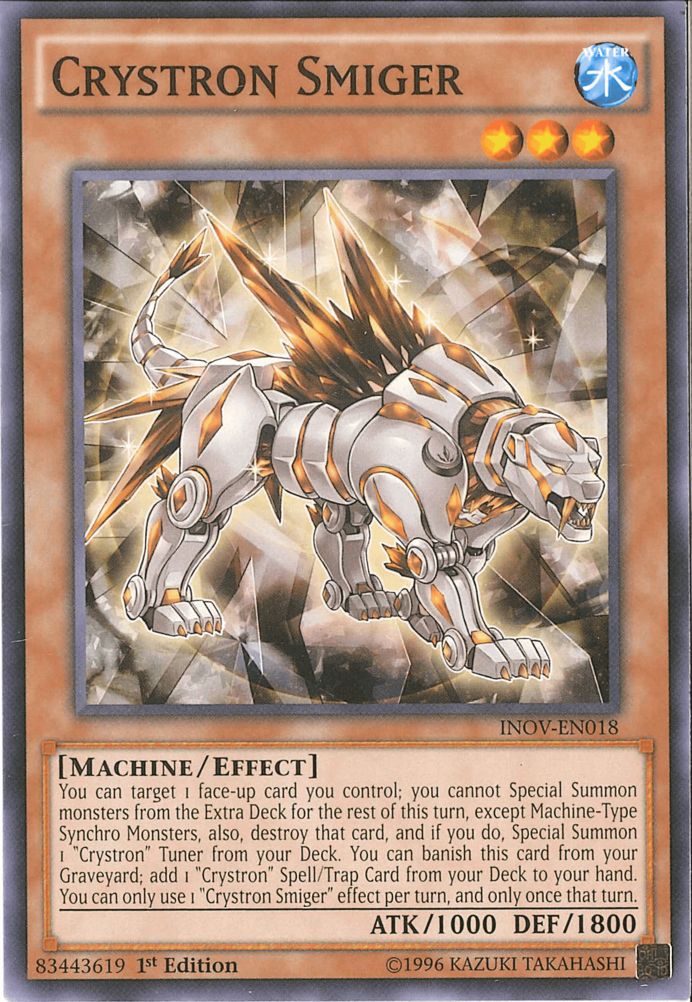 1st Edition, Common, Effect Monster, Invasion: Vengeance, Machine, Unlimited, Water Crystron Smiger [INOV-EN018] Common - Trading Card World