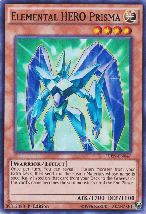 1st Edition, Effect Monster, Fusion Enforcers, Light, Super Rare, Unlimited, Warrior Elemental HERO Prisma [FUEN-EN047] Super Rare - Trading Card World