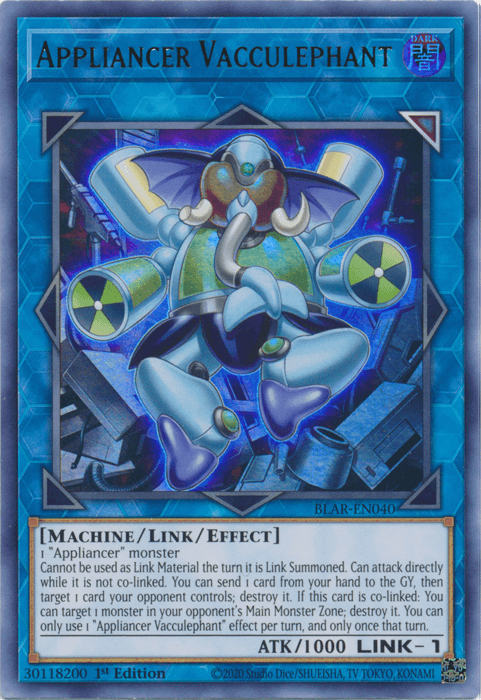1st Edition, Battles of Legend: Armageddon, Dark, Link/Effect Monster, Machine, Ultra Rare Appliancer Vacculephant [BLAR-EN040] Ultra Rare - Trading Card World