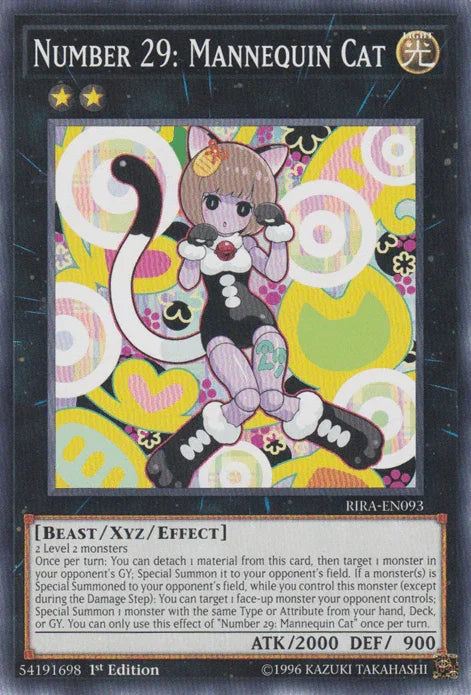 1st Edition, Beast, Common, Light, Rising Rampage, Unlimited, Xyz/Effect Monster Number 29: Mannequin Cat [RIRA-EN093] Common - Trading Card World
