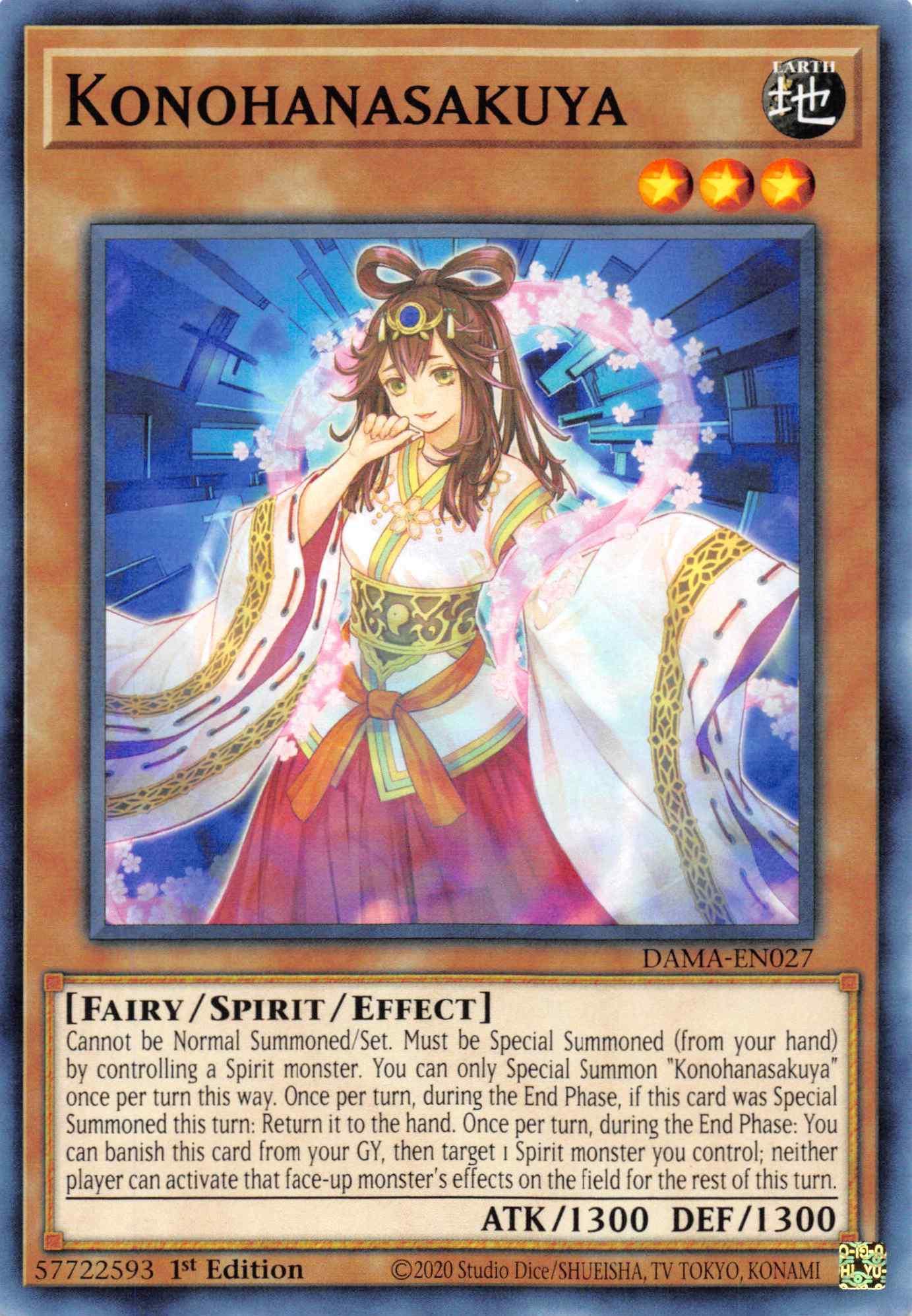 1st Edition, Common, Dawn of Majesty, Earth, Effect Monster, Fairy/Spirit Konohanasakuya [DAMA-EN027] Common - Trading Card World
