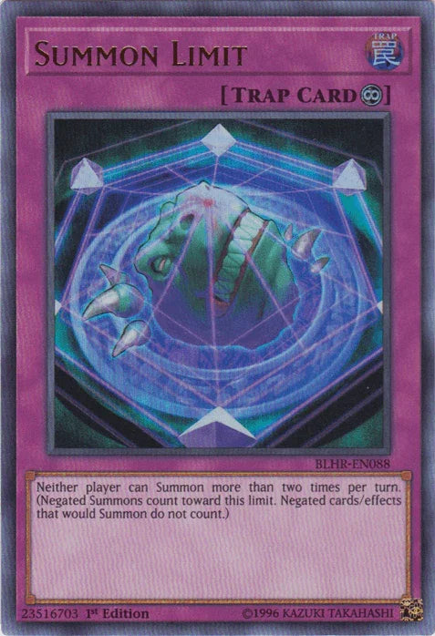 1st Edition, Battles of Legend: Hero's Revenge, Continuous Trap, Trap, Ultra Rare Summon Limit [BLHR-EN088] Ultra Rare - Trading Card World
