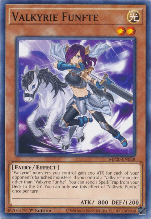 1st Edition, 2020 Tin of Lost Memories, Common, Effect Monster, Fairy, Light Valkyrie Funfte [MP20-EN088] Common - Trading Card World