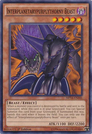 1st Edition, 2014 Mega-Tins Mega Pack, Beast, Common, Dark, Effect Monster Interplanetarypurplythorny Beast [MP14-EN246] Common - Trading Card World