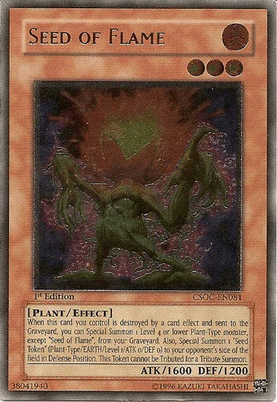 1st Edition, Crossroads of Chaos, Effect Monster, Fire, Plant, Ultimate Rare, Unlimited Seed of Flame (UTR) [CSOC-EN081] Ultimate Rare - Trading Card World