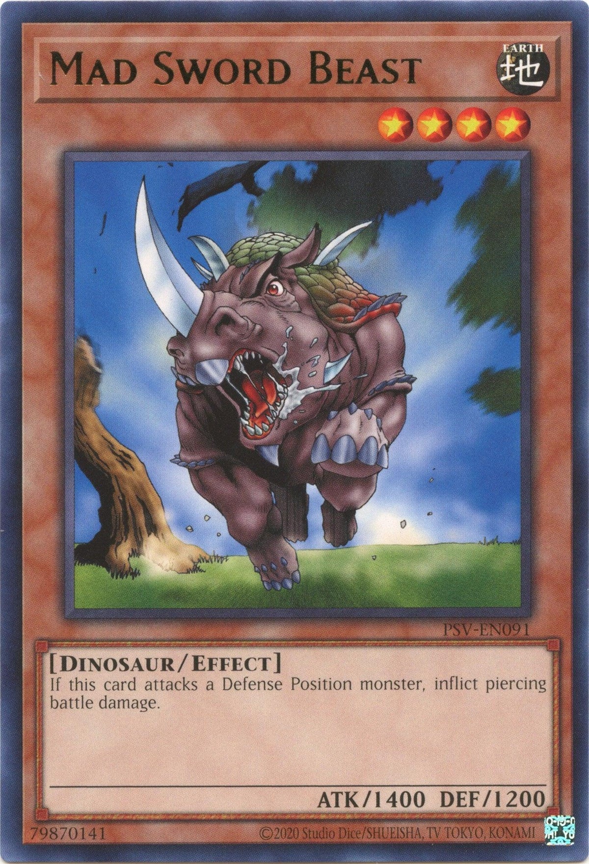 Dinosaur, Earth, Effect Monster, Pharaoh's Servant (25th Anniversary Edition), Rare, Unlimited Mad Sword Beast (25th Anniversary) [PSV-EN091] Rare - Trading Card World