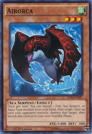 1st Edition, Battle Pack 3: Monster League, Common, Effect Monster, Sea Serpent, Wind Airorca [BP03-EN087] Common - Trading Card World