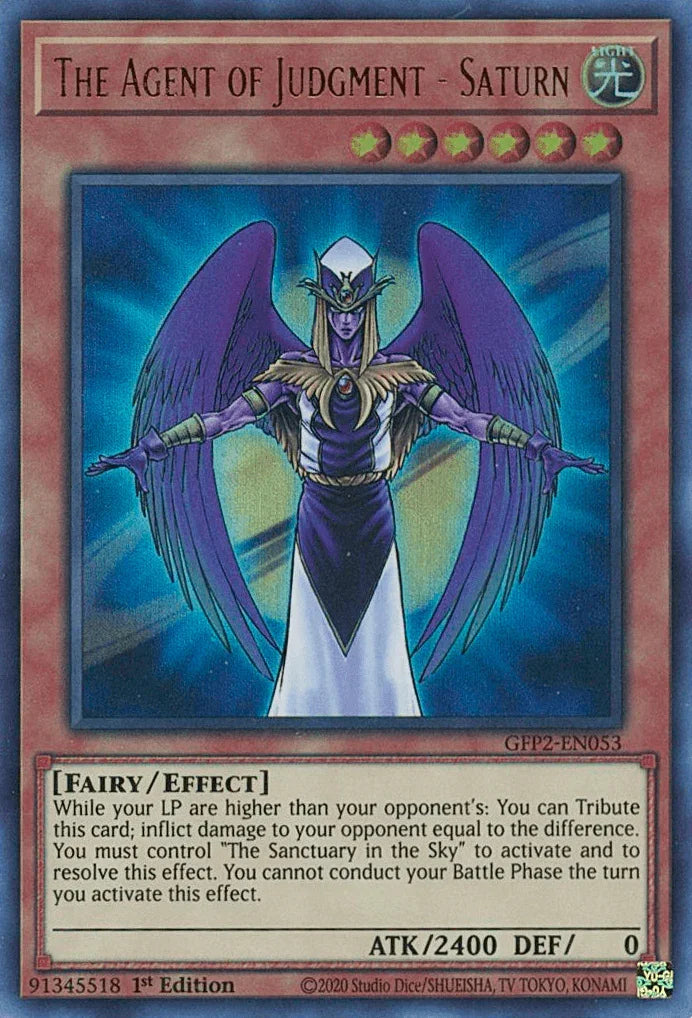 1st Edition, Effect Monster, Fairy, Ghosts From the Past: The 2nd Haunting, Light, Ultra Rare The Agent of Judgment - Saturn [GFP2-EN053] Ultra Rare - Trading Card World