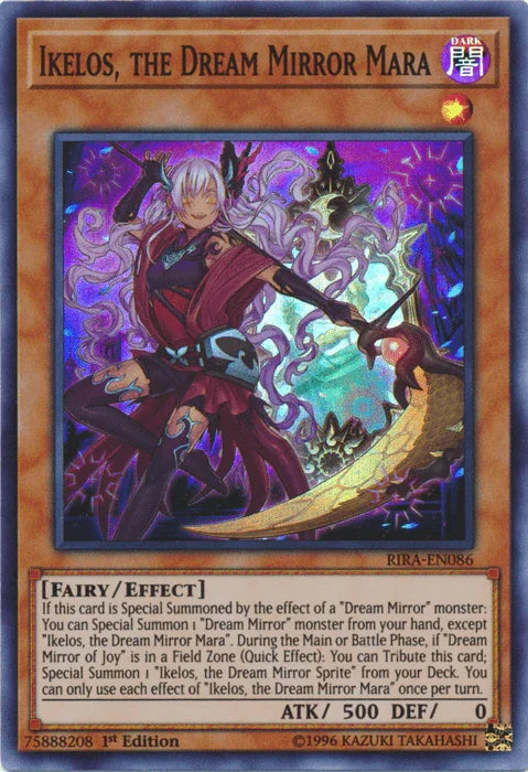 1st Edition, Dark, Effect Monster, Fairy, Rising Rampage, Super Rare, Unlimited Ikelos, the Dream Mirror Mara [RIRA-EN086] Super Rare - Trading Card World