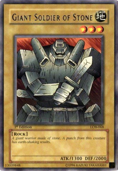 1st Edition, Earth, Normal Monster, Rare, Rock, The Legend of Blue Eyes White Dragon, Unlimited Giant Soldier of Stone [LOB-068] Rare - Trading Card World