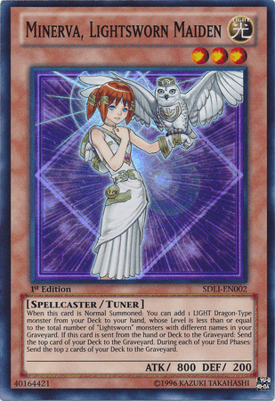 1st Edition, Light, Spellcaster, Structure Deck: Realm of Light, Super Rare, Tuner Monster Minerva, Lightsworn Maiden [SDLI-EN002] Super Rare - Trading Card World